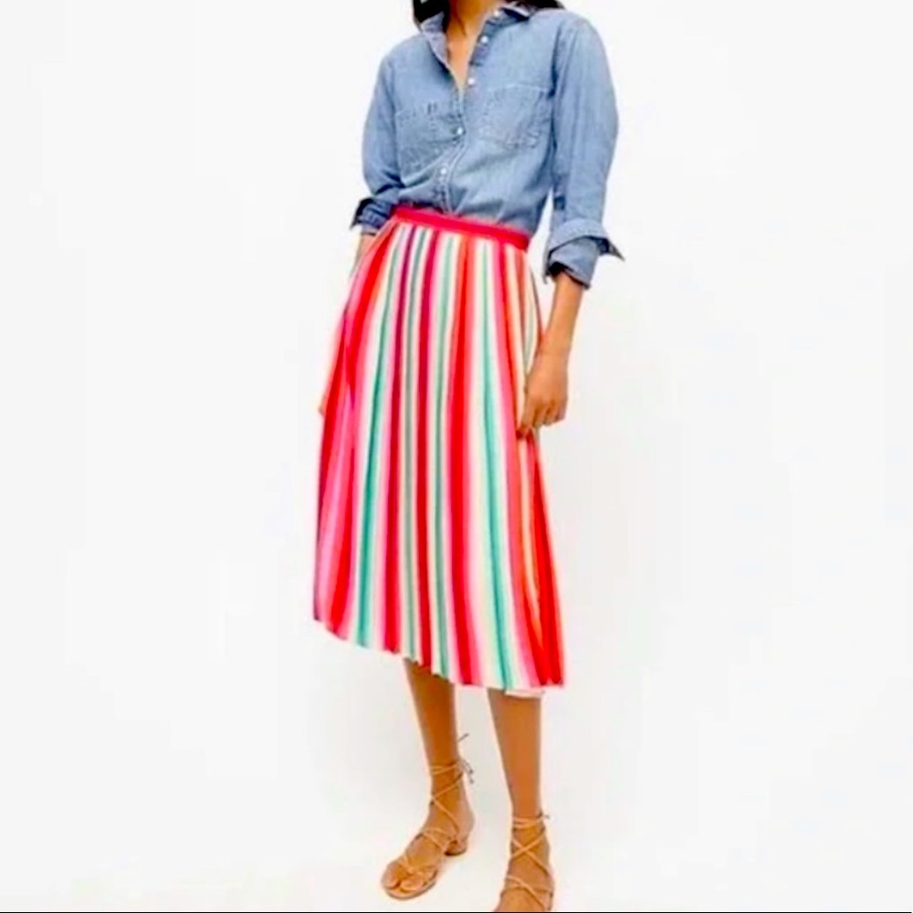 J. Crew Sunburst Striped Pleated Skirt